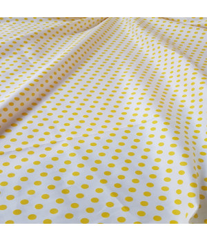 Ткань хлопок Горошек желтый 5 мм на белом фоне