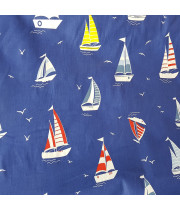 Ткань хлопок Парусники на синем фоне