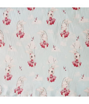 Ткань хлопок Зайчики на нежно-голубом фоне